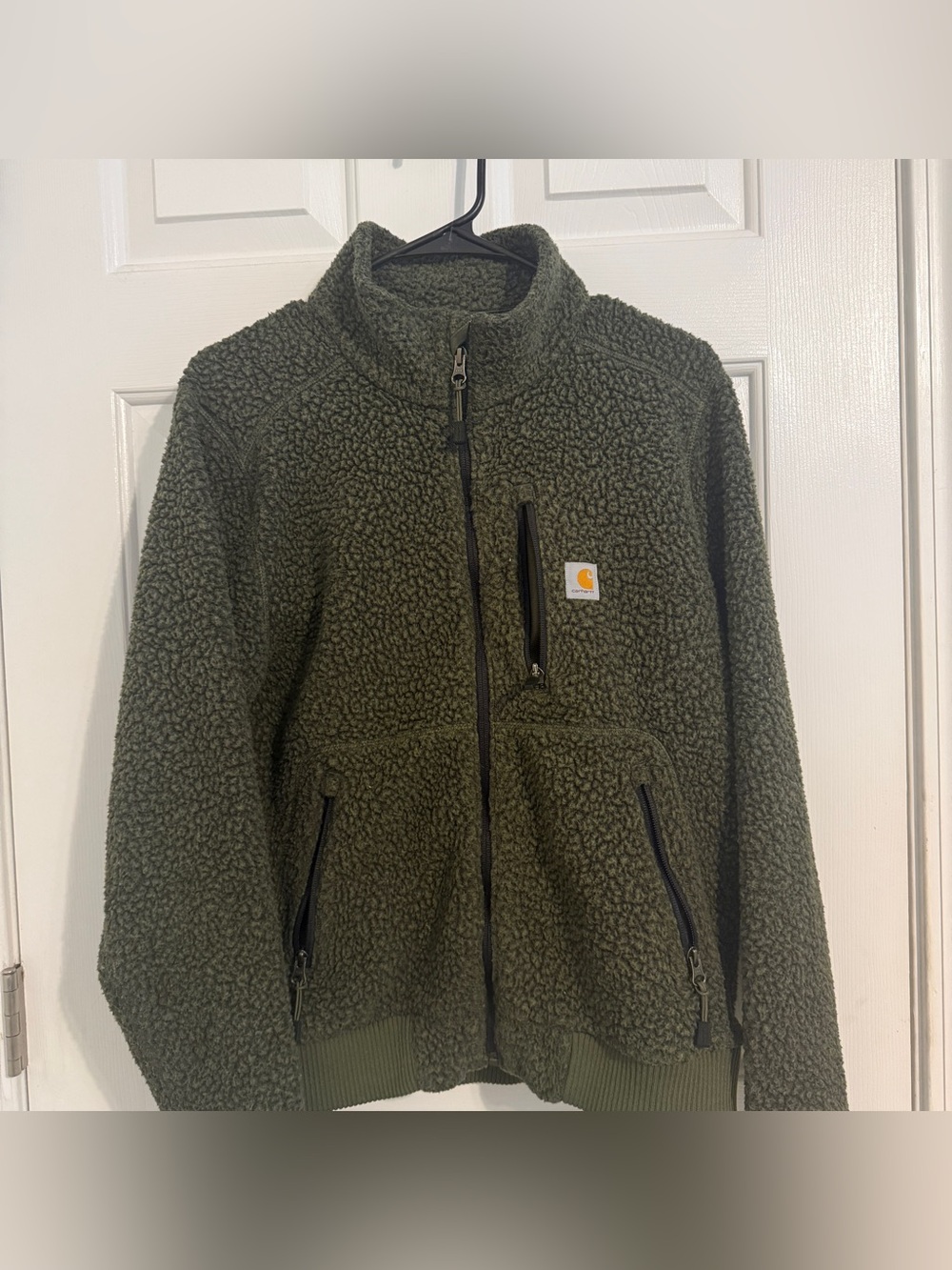 Carhartt Jacket Womens M Green High Pile Sherpa Fleece Bomber Full Zip Pockets
